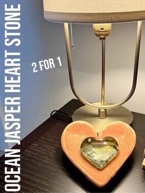 Ocean Jasper Heart ➕ Black Oak Pink Heart Ceramic Dish NWOT